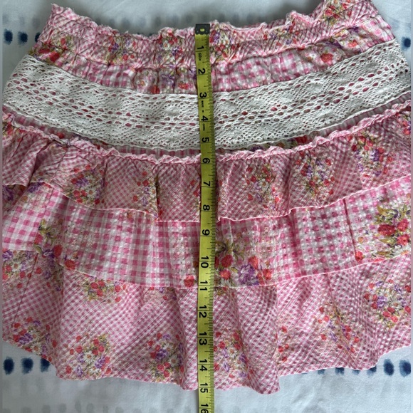 LoveShackFancy Pink Floral Tiered Mini Skirt - Picture 12 of 12
